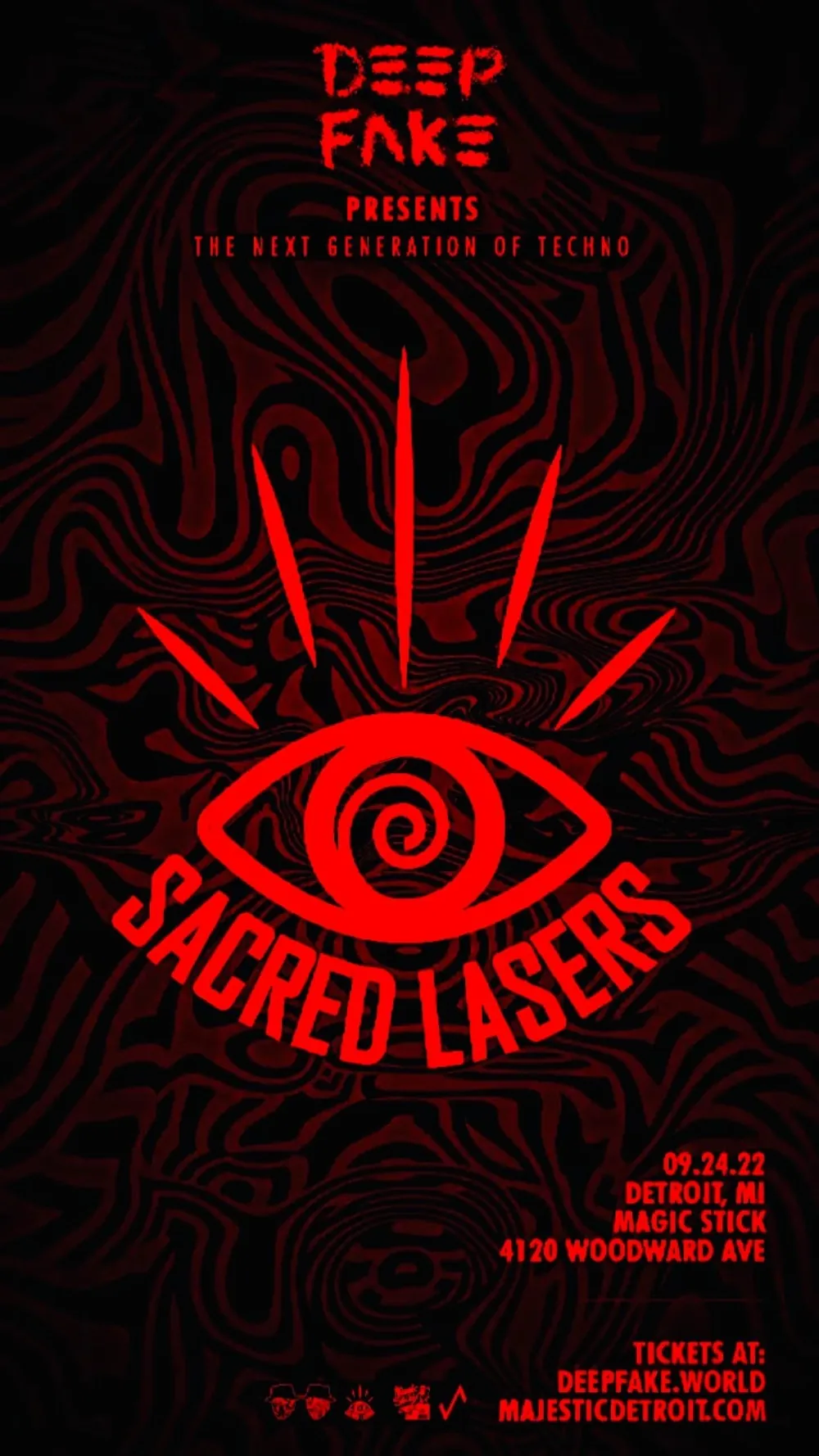 Event flyer for a show lit by Sacred Lasers, photo 74