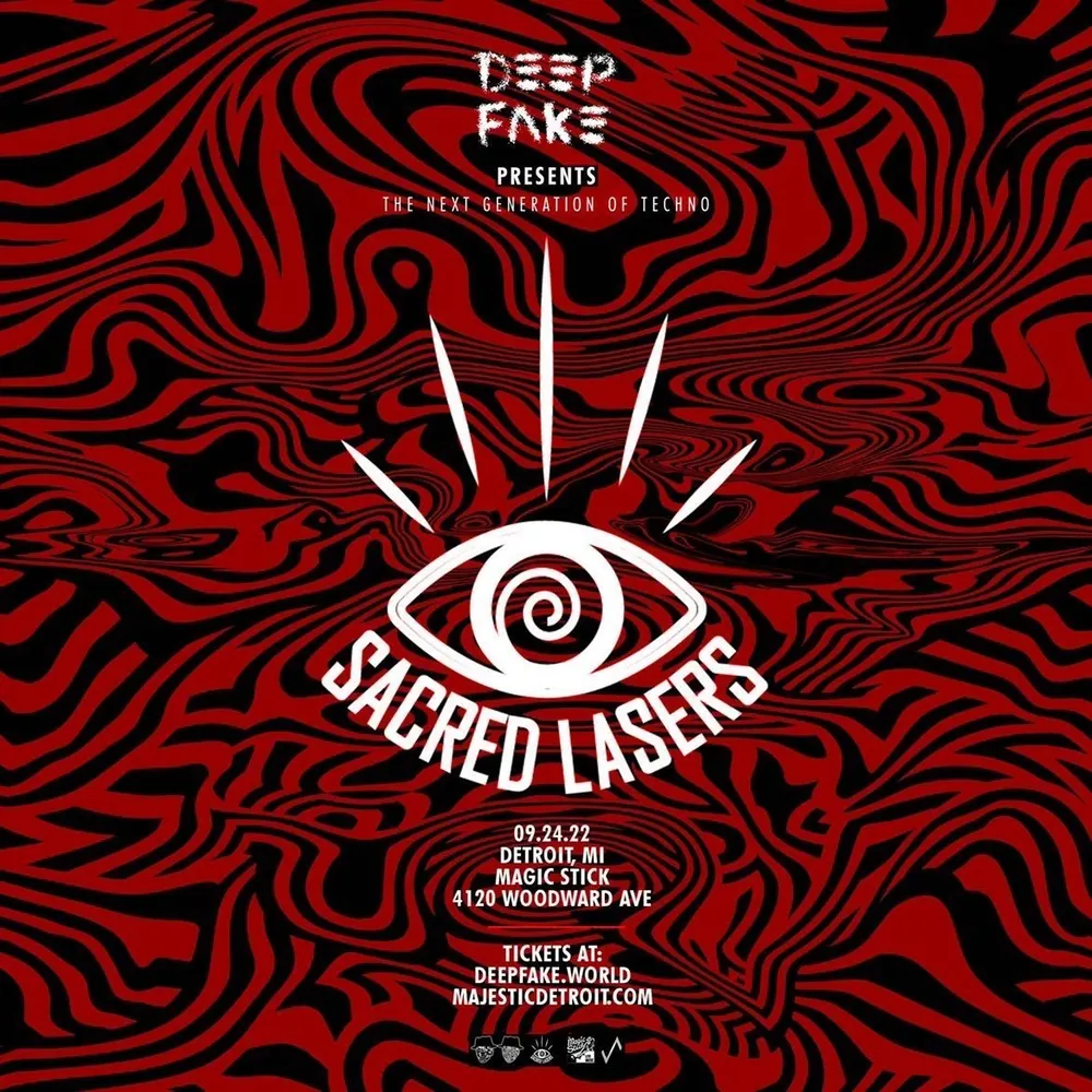 Event flyer for a show lit by Sacred Lasers, photo 96