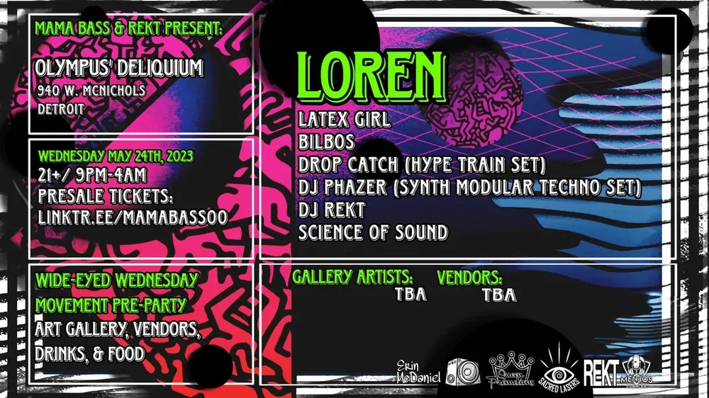 Event flyer for a show lit by Sacred Lasers, photo 78