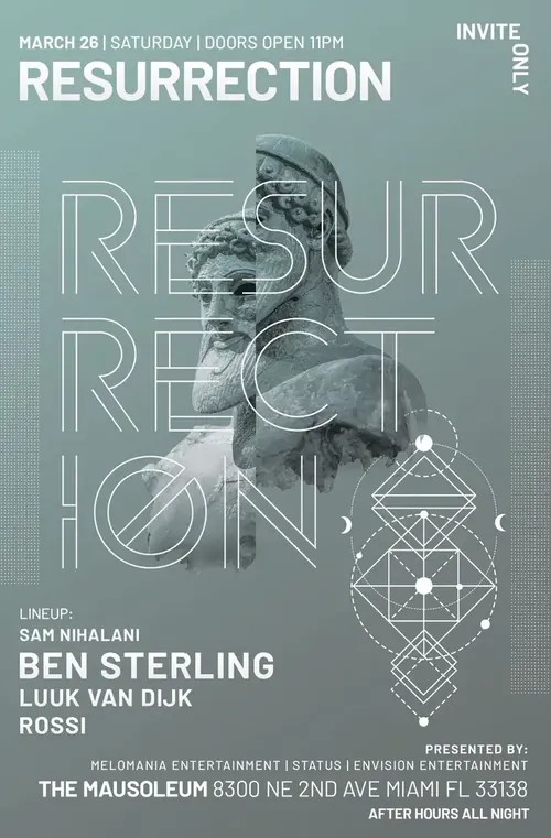 Event flyer for a show lit by Sacred Lasers, photo 34