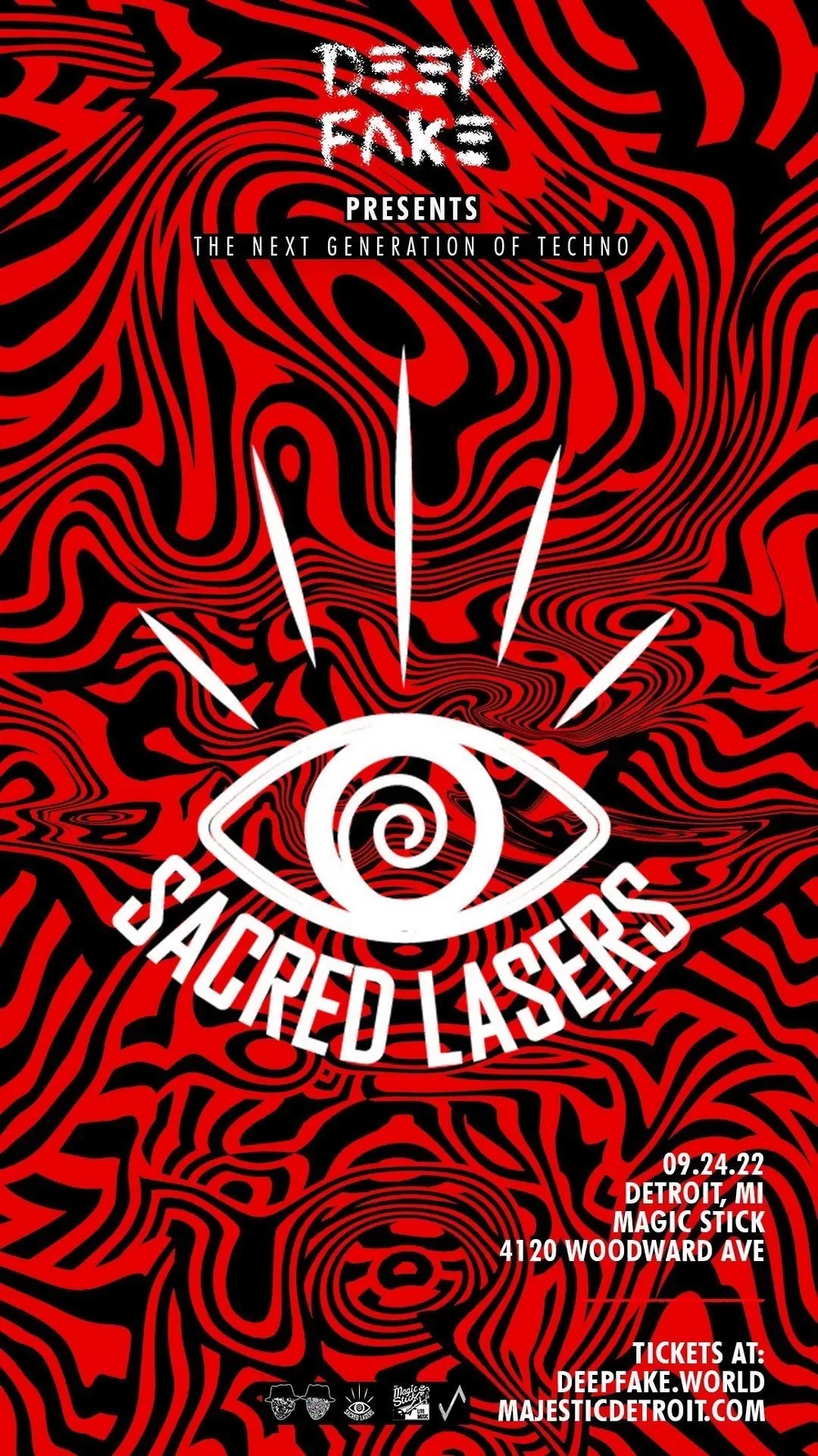 Event flyer for a show lit by Sacred Lasers, photo 45